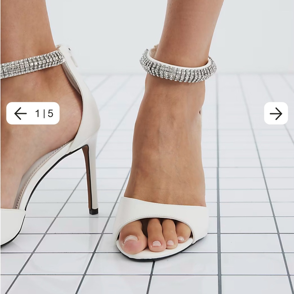 Brand New River Island White Crystal Embellished Heels